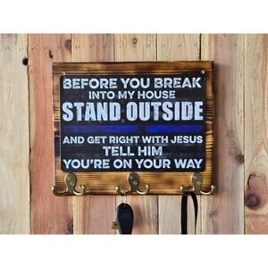 Welcome Sign, Rustic Look, Metal Hooks for Keys, Coats, Pet Leashes, Hats, Etc.